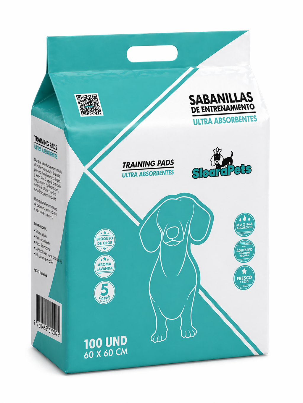 Pack PadClean 100 sabanillas para perros
60x60cm Sloarapets 