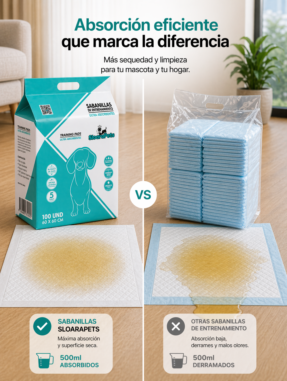 PadClean | Pack 100 sabanillas 60x60cm — Sloarapets