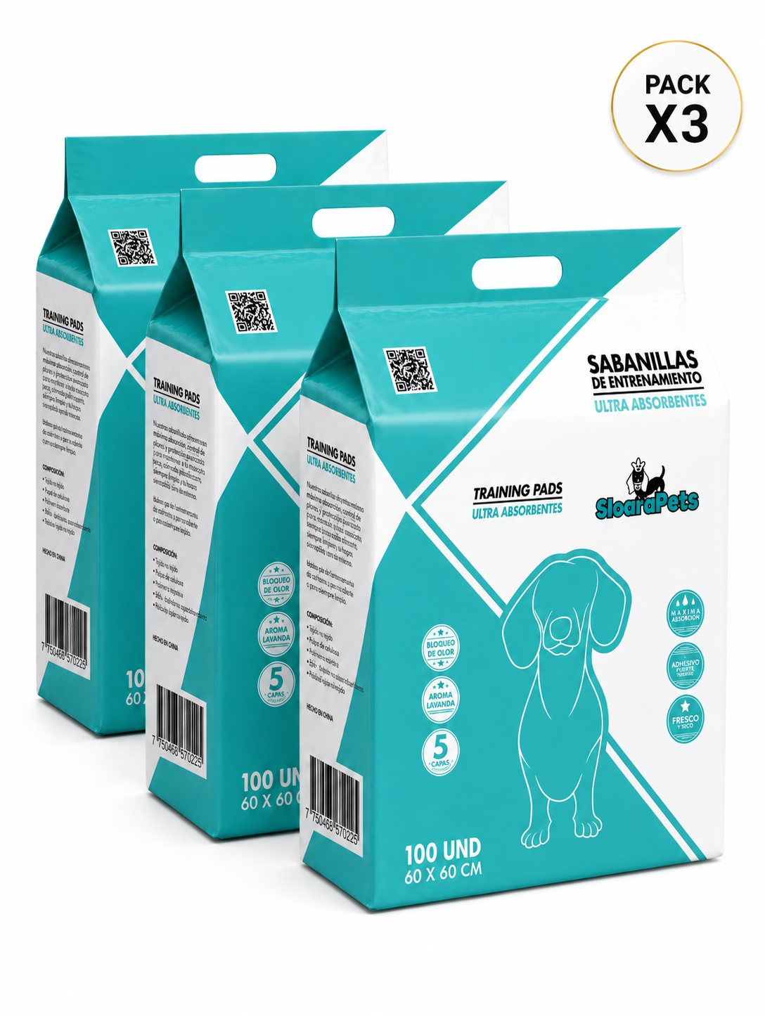 Pack PadClean 300 sabanillas para perros
60x60cm Sloarapets 