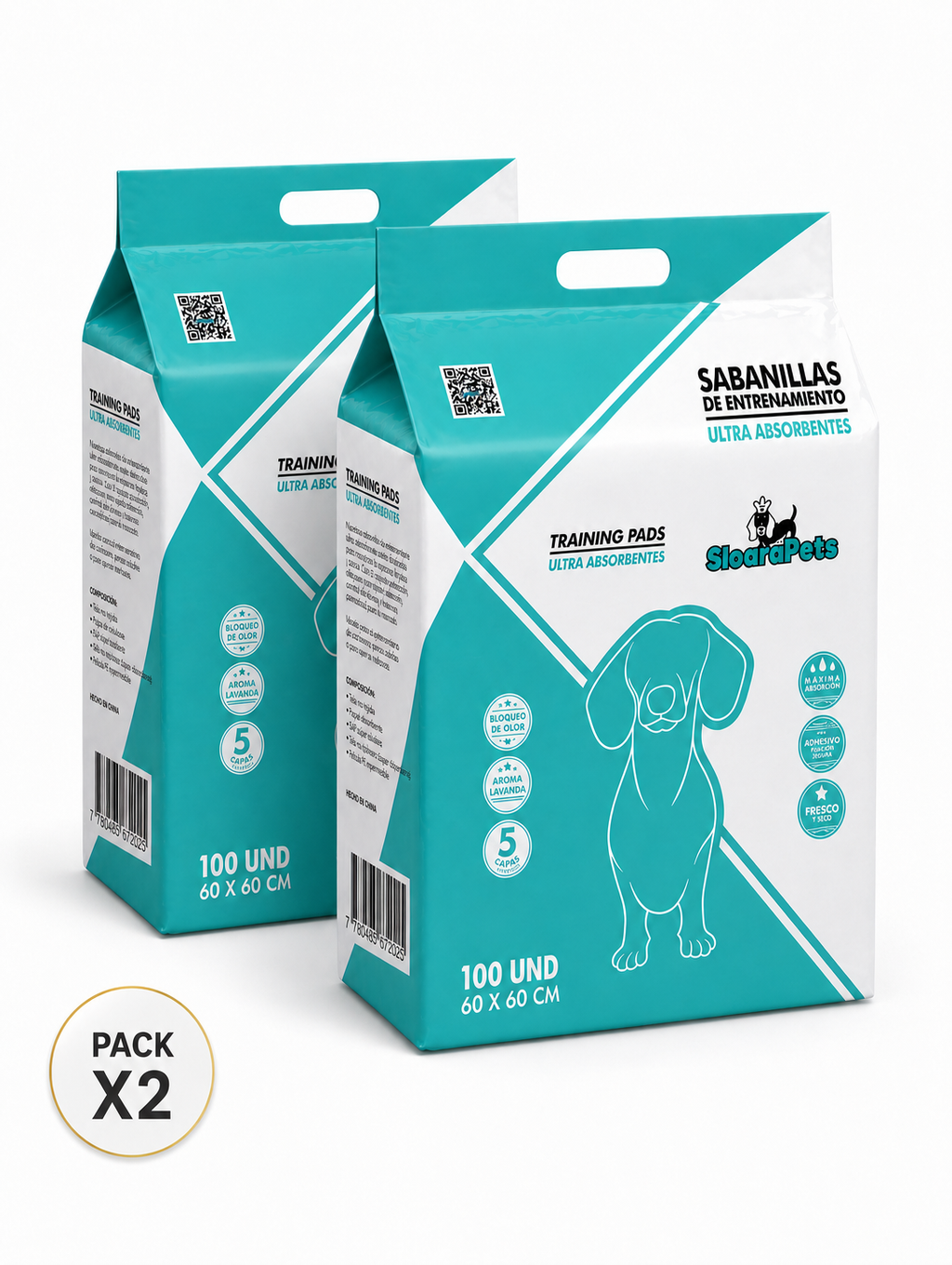 Pack PadClean 200 sabanillas para perros
60x60cm Sloarapets 