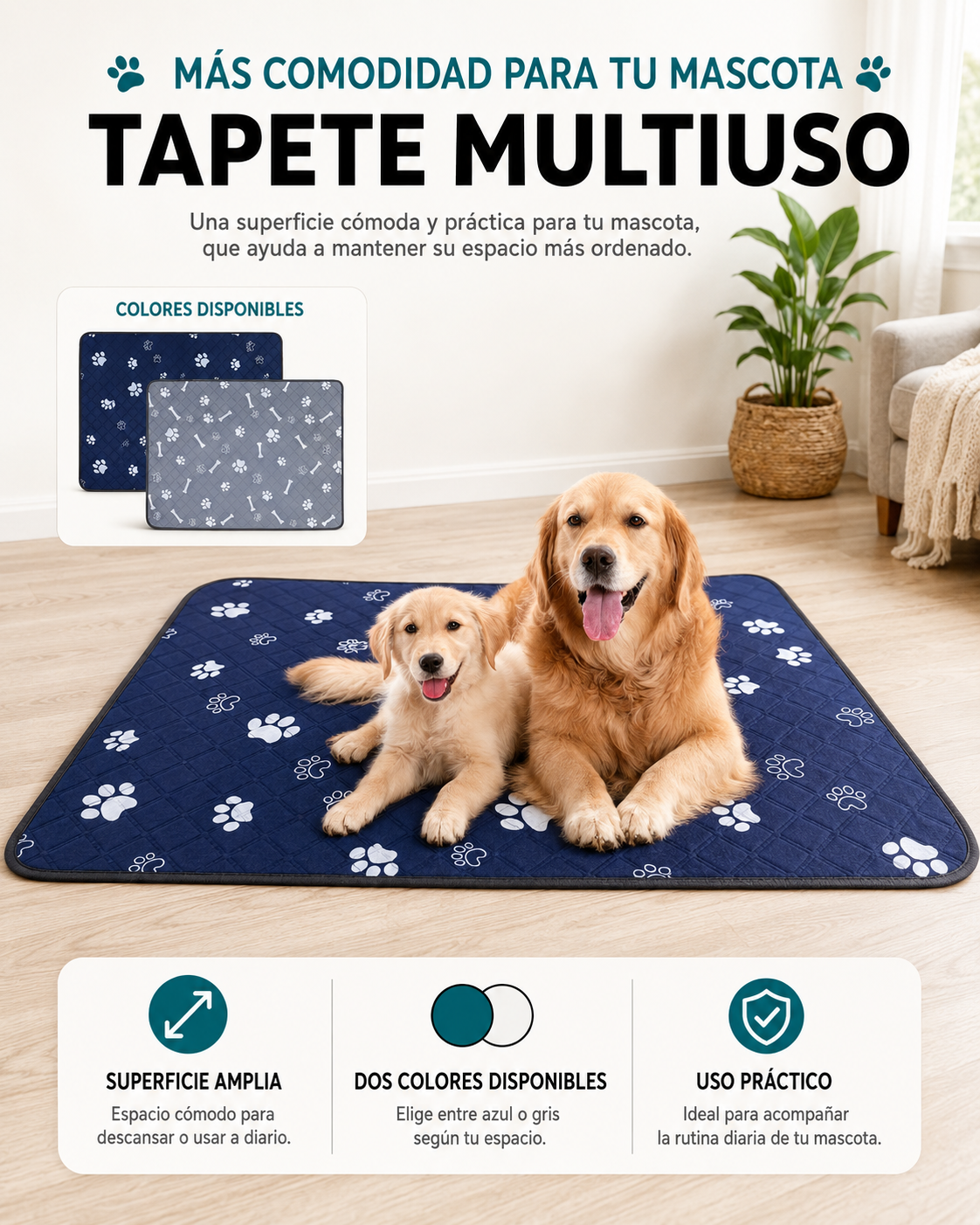 EcoPad XL — Pack 2 und | Sabanilla lavable reutilizable 60x90cm — Sloarapets