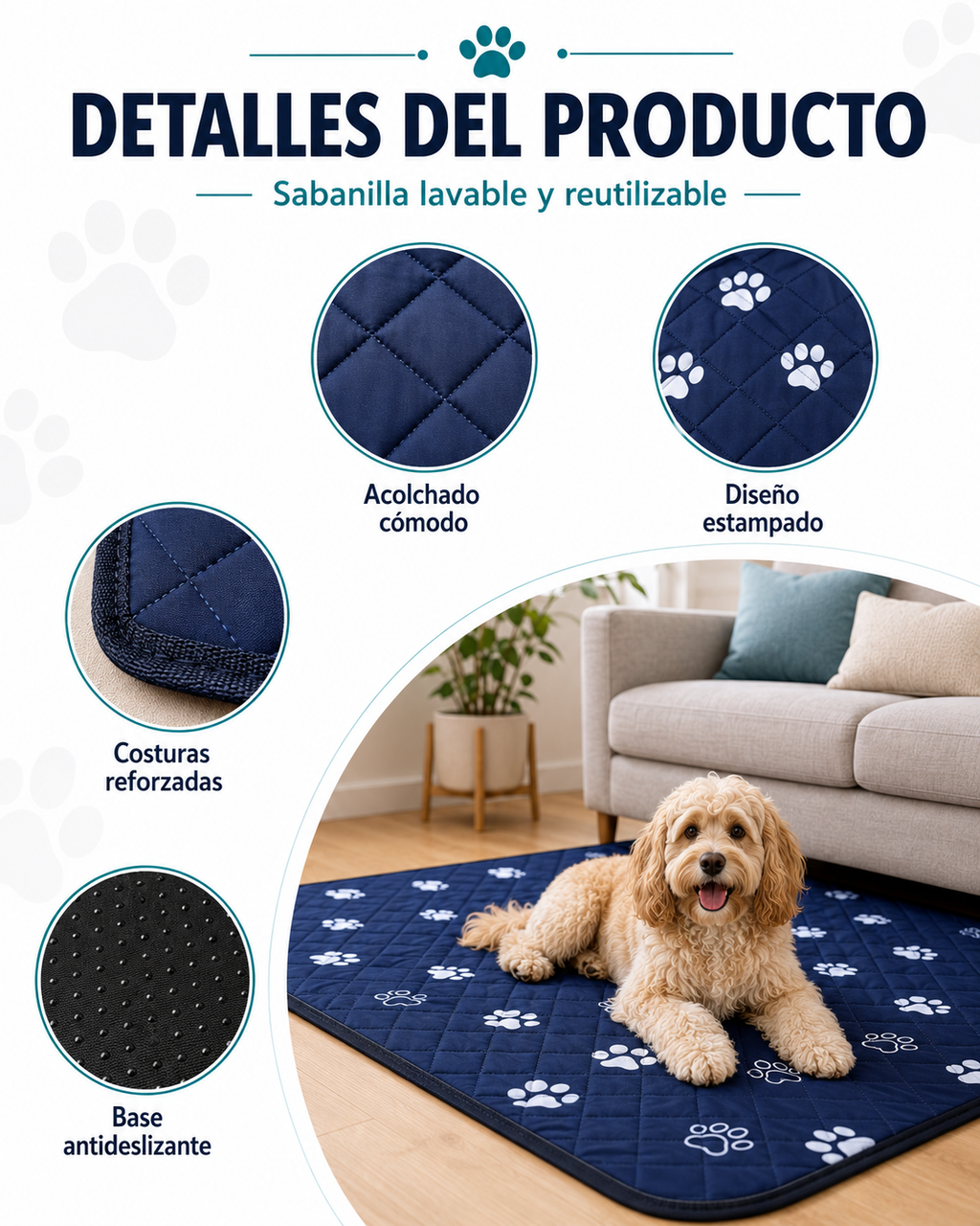 EcoPad 60 — Pack 2 und | Sabanilla lavable reutilizable 60x60cm — Sloarapets